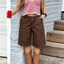 MAPLEPOET-Quần short Denim chở hàng cho nữ Mùa hè Chiều dài đến đầu gối Quần short Jean ống rộng hợp thời trang có túi
