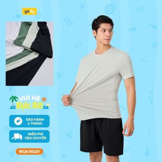 [Đồng giá] Áo phông thể thao nam YODY tshirt phối vải mỏng, thoáng khí, co giãn, thấm hút mồ hôi MATS25S036