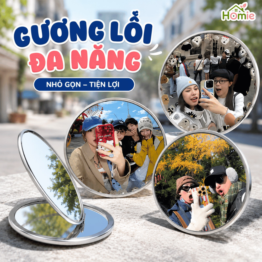Gương Lồi Selfie 360 Độ HOMIE Gương Tròn Mini Chụp Ảnh Góc Rộng Quay Vlog Du Lịch Tự Sướng Sắc Nét