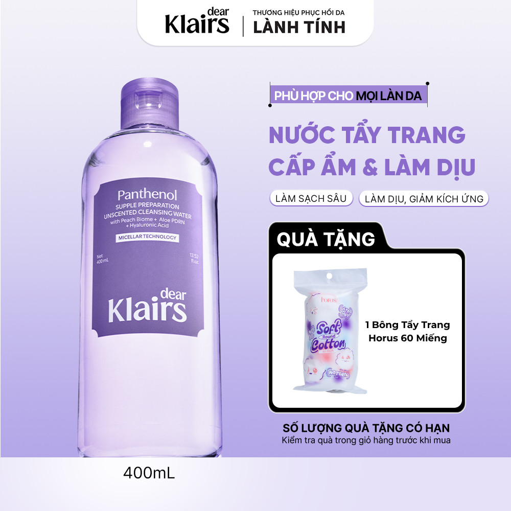 Nước tẩy trang Dear Klairs Supple Preparation Unscented Cleansing Water 400ml - FS
