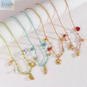 Vòng cổ dây bện JVSUB, Mặt dây chuyền sinh vật biển đa phong cách Bohemian, Dây chuyền xương đòn bằng thép không gỉ dành cho nữ Quà tặng trang sức