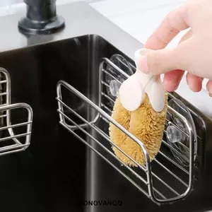 DONOVANQQ Giá thoát nước bọt biển, Giá đỡ lưu trữ cốc hút bằng thép không gỉ, Tiết kiệm không gian Chống gỉ Chống thấm nước Thoát nước nhanh Khăn lau bát đĩa Giá đỡ sử dụng trong nhà bếp