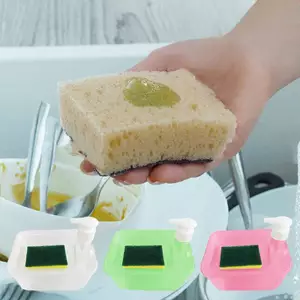 Hộp đựng xà phòng dạng lỏng có bơm đựng bọt biển để làm sạch bồn rửa nhà bếp [Vn]