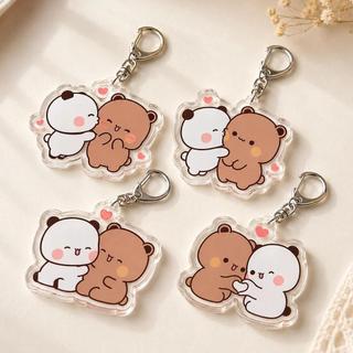 Loverly Bubu Dudu White Grey Couple Kiss Bear Keychains Bag Charm for Accessories Jewelry Key Chain Keyrings