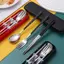 Ziyulinyuk Bộ Dao Kéo Nĩa Chopstis Thìa 3 Trong 1 Thép Không Gỉ Bộ Đồ Ăn Có Hộp Bộ Đồ Ăn Flatware Du Lịch Cắm Trại Flatware VN