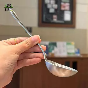 Thìa phục vụ Buffet đầu tròn bằng thép không gỉ cỡ lớn Nhà bếp Thiên Món ăn tối Món súp Cơm Nhà hàng phương Tây Thanh Thìa công cộng EMKK