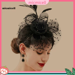 MIC _ Hạt Trang Trí Chấm In Kim Loại Kẹp Fascinator Mũ Lưới Hoa Lông Vũ Trang Trí Đảng Mũ Phụ Kiện Tóc