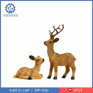 2 Miếng Nhựa Hươu Tượng Thu Nhỏ Lông Điêu Khắc Thiết Kế Thực Tế Tuần lộc Điêu Khắc Cho Sân