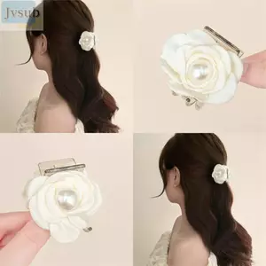 Kẹp Tóc Hoa JVSUB, Ngọc Trai Thanh Lịch Vải Nhỏ Camellia Kẹp Tóc, Thiết Kế 5 Tầng Thời Trang Lập Thể Hoa Vuốt Tóc Phụ Kiện Nữ