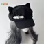 < Honeyba > Tai Mèo Nữ Bông Tai Kẹp Gothic Gothic Gothic Beret Y2K Bé Gái Steampunk Punk Dây Kéo Handmade Mũ Chống Nắng Đẹp