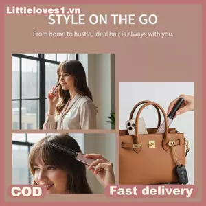 Littleloves1 Không Dây Bangsb Sạc USB Mini Thẳng Tóc Bàn Chải Làm Nóng Unisex Tạo Kiểu Tóc Sắt Tóc Sti Thẳng Hairb VN