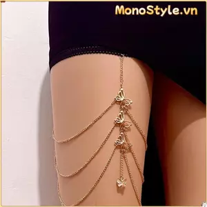 Dây Xích Chân Bướm MONOSTYLE, Dây Xích Đùi Bướm Co Giãn, Bán Ren Xu Hướng Gợi Cảm Đi Biển Trang Sức Cơ Thể Nữ
