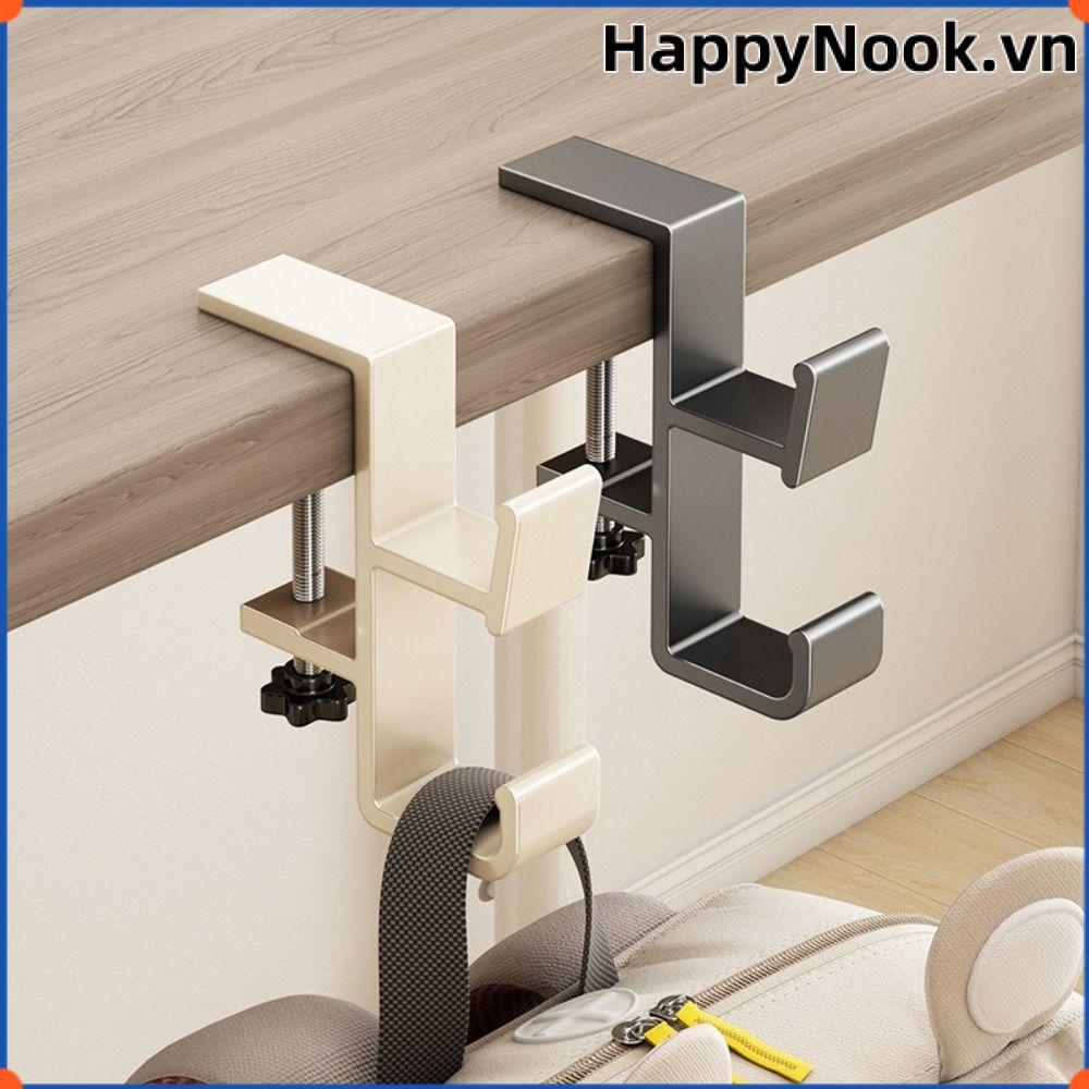 Giá đỡ bên bàn làm việc HAPPYNOOK, Móc túi treo có thể tháo rời không đục lỗ, Giá đỡ túi xách đa chức năng bằng hợp kim nhôm di động