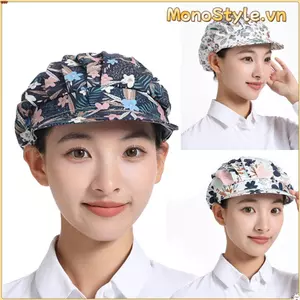 Mũ đầu bếp MONOSTYLE, In vải Dịch vụ thực phẩm Mũ làm việc chống bụi, Phụ nữ đi kèm tóc Cotton Nấu ăn Mũ vệ sinh Nhà hàng khách sạn
