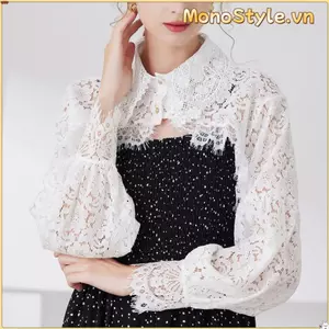 Cổ giả MONOSTYLE, Khăn choàng chống nắng ren voan, Áo len Cardigan chống nắng hoa đẹp cho bé gái