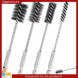 4 Bàn chải dây để khoan Bộ bàn chải lỗ khoan bằng thép không gỉ 3 / 8In 1 / 2In 3 / 4In 7 / 8In cho cổng khoan Vòng bi ống