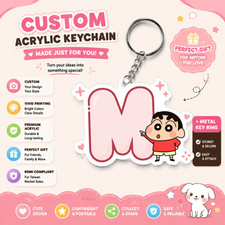 6 SHIN móc khoá chữ cái Shin Chan hồng hào dễ thương đáng yêu, bộ chữ Shin Chan cute