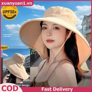XUAN Mùa Hè Nữ Buet Mũ Có Khăn Choàng Nhẹ Thoáng Khí Mặt Ne Bảo Vệ Mũ Chống Nắng Đi Biển Mũ Thiết Kế Du Lịch VN