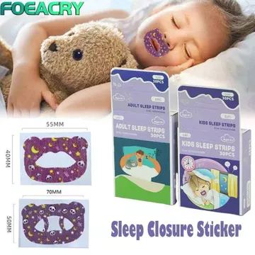 FOEACRY Miếng dán chống ngáy ngủ Hộp 30 miếng, vải không dệt thoáng khí, giảm nghiền răng, tạo thói quen thở mũi, hỗ trợ giấc ngủ cho người lớn và trẻ em