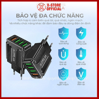 Củ sạc 4 cổng USB sạc nhanh QC 3.0, adapter sạc nhiều thiết bị, sạc cho điện thoại, máy tính bảng - CS4C