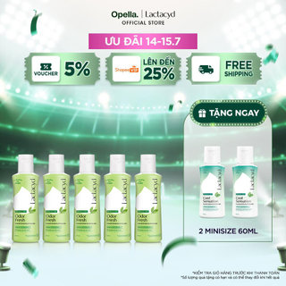 Bộ 5 chai Dung Dịch Vệ Sinh Phụ nữ Lactacyd Odor Fresh Ngăn Mùi 24H 150ml/chai