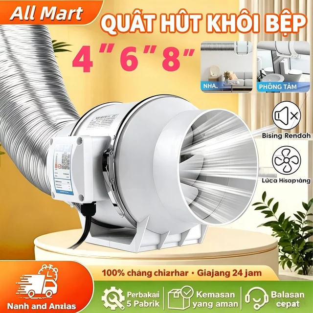 Quạt hút mùi bếp chính hãng HF100–HF300 chính hãng – Quạt thông gió hút khói công suất lớn, tiết kiệm điện