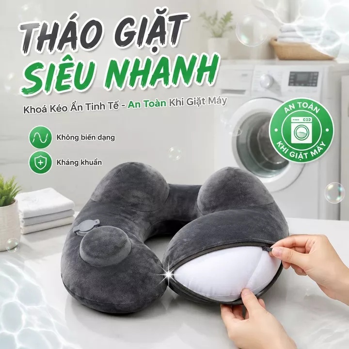 Tự Động Bơm Hơi/Có Thể Tháo Giặt Gối Cổ Du Lịch Xách Tay/Gối Tự Bơm Hơi Thông Minh/Gối Ô Tô Đa Năng Gối Cổ Du Lịch Chữ U/Gối Ô Tô Chỉnh Tư Thế/Gối Hỗ – 5