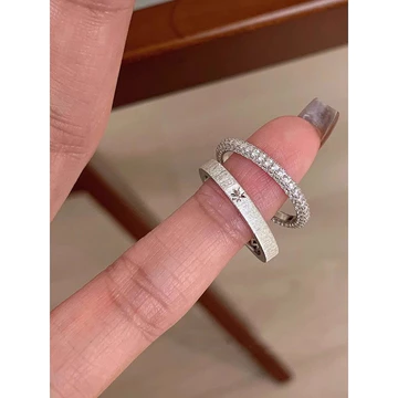 nhẫn bạc nữ thật nhẫn bạc 925 S925 Bạc Trung Cổ Chải Starburst Đồng Bằng Nhẫn Nữ Ánh Sáng Sang Trọng Cao Cấp Chỉ Số Ngón Tay Nhẫn Thiết Kế Niche Nhẫn