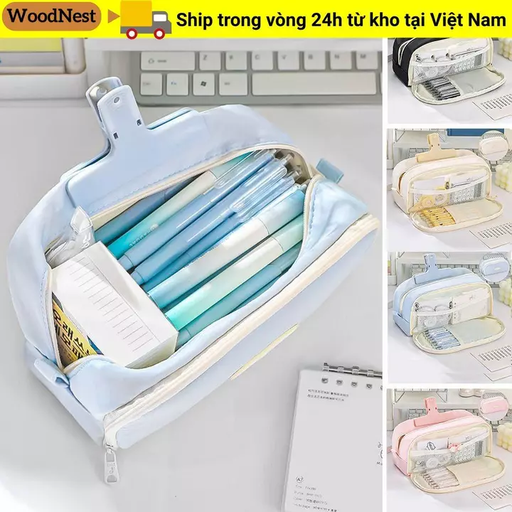 Túi Đựng Bút WOODNEST, Bút Chì Màu Trơn Hai Lớp, Đa Năng Dung Tích Lớn Văn Phòng Phẩm Tổ Chức Văn Phòng Phẩm Túi Bảo Quản Văn Phòng Học Văn Phòng