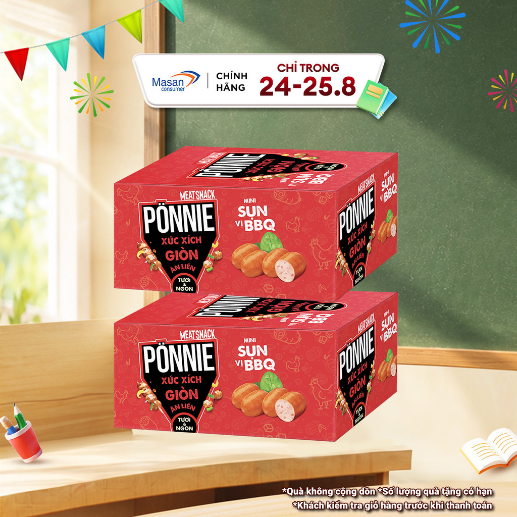 [LS][Chọn vị] Combo 2 Hộp Hotdog Pönnie Xúc Xích Giòn Ăn Liền (1 Hộp x 20 Cây x 20G)