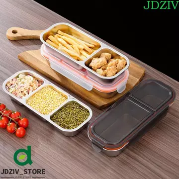 Hộp cơm trưa bằng thép không gỉ JXZIV, Hộp đựng thực phẩm chống rò rỉ giữ tươi, Hộp đựng thực phẩm 2 / 3 lưới cấp thực phẩm Hộp đựng đồ ăn nhẹ di động an toàn cho lò vi sóng Quà tặng trẻ em