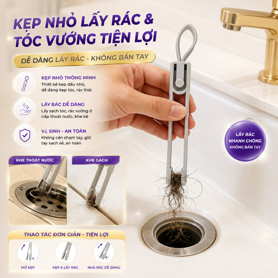 Chổi Cọ Vệ Sinh Bồn Tắm Gạch Men COZY Đầu Đám Mây Lông Mềm Kèm Kẹp Rác Tiện Lợi | BigBuy360 - bigbuy360.vn