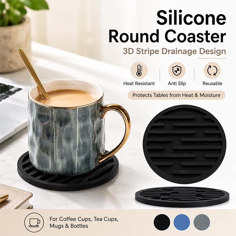 (SG) (SG) Thảm Cốc Silicon Tròn Sọc Coaster Chịu Nhiệt Chống Trượt Nước Thoát Nước Cà Phê Trà Pad sliga.vn