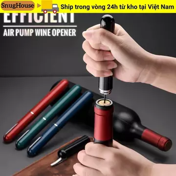 SNUGHOUSE Dụng cụ mở chai rượu Dụng cụ nhà bếp Máy bơm áp suất không khí an toàn có máy cắt lá bằng thép không gỉ Pin ngón tay Dụng cụ mở nắp chai bỏ túi