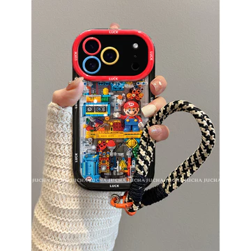 ốp lưng iphone 18 pro max ốp iphone 18 pro max Ốp điện thoại dùng cho Apple 18Pro ốp bảo vệ iPhone 18Pro chống rơi mẫu mới 18Pro ốp bảo vệ iPhone có dây buộc dây treo hình khối Mario
