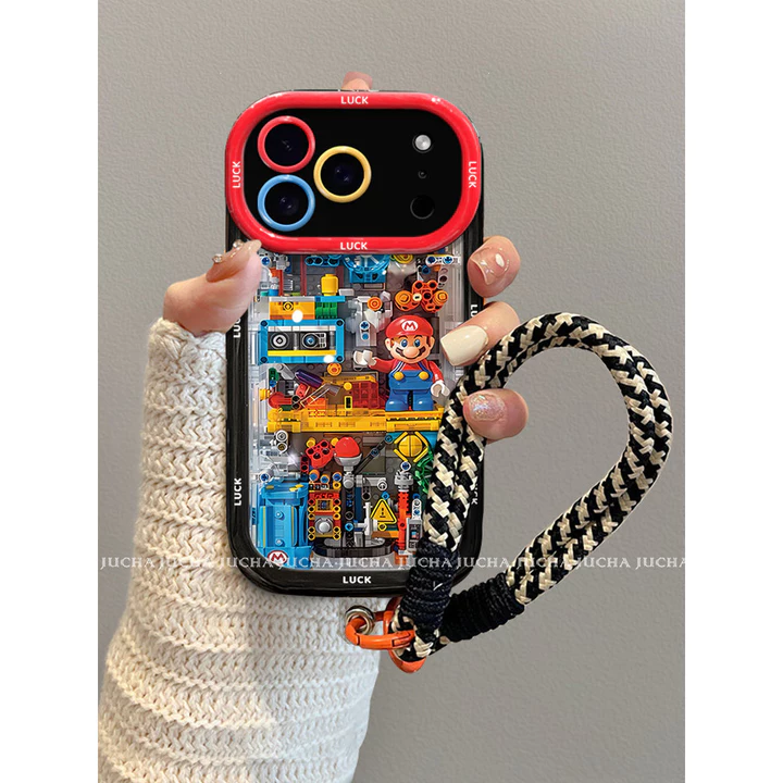 ốp lưng iphone 18 pro max ốp iphone 18 pro max Ốp điện thoại dùng cho Apple 18Pro ốp bảo vệ iPhone 18Pro chống rơi mẫu mới 18Pro ốp bảo vệ iPhone có dây buộc dây treo hình khối Mario