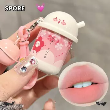 SPORE Matte Lip Gloss, Velvet 6 Màu Son Bùn Môi Dễ Thương, Son Môi Men Chống Thấm Nước Móc Khóa Son Môi