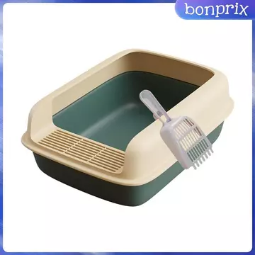 Mở Hoàn Toàn Mèo Litter Khay Mèo Litter Pan Chống Bắn Cát Cát Mèo Bô Nhà Vệ Sinh Có Thìa Mèo Nhà Vệ Sinh Cho Thú Cưng Sinh Nhật