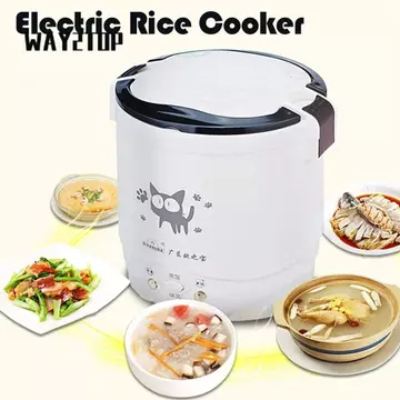 WAY2TOP MultiCooker, Nồi nấu cơm điện 12V 24V 220V Nồi cơm điện, Nồi súp Mini Máy nấu ăn Chảo cho ô tô Xe tải Nhà Nồi cơm điện gia đình