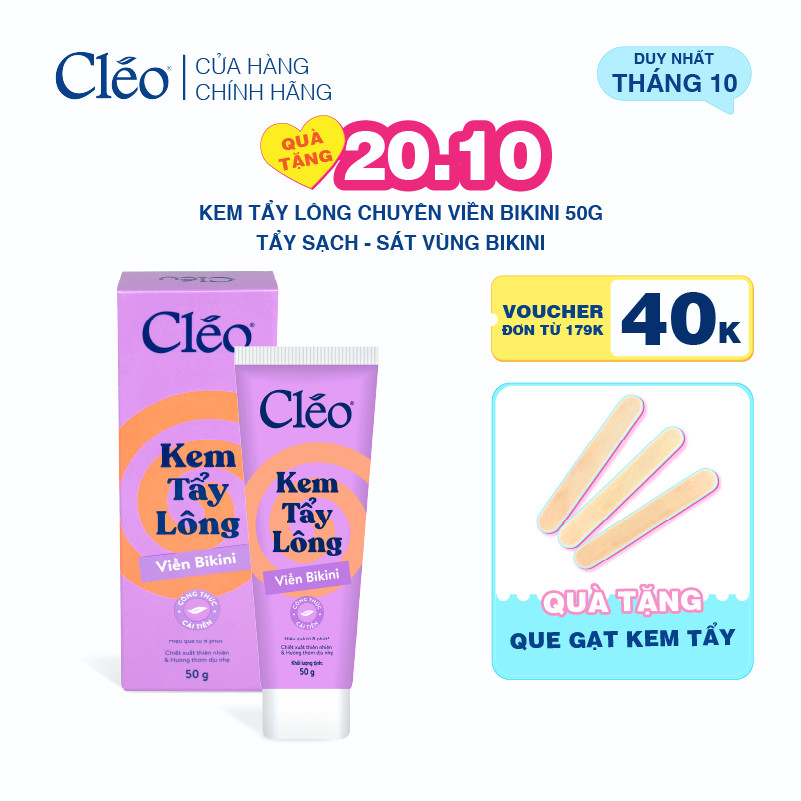 Kem Tẩy Lông Bikini, Chuyên Tẩy Lông Vùng Nhạy Cảm Cho Nữ & Nam Cleo, Tẩy Lông Sạch Sát, Không Kích Ứng 50g