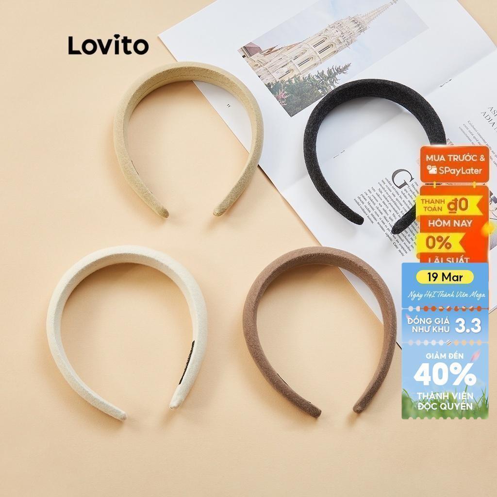 Băng đô Lovito bản rộng thoải mái màu trơn phong cách thường ngày L17M374 (Màu Kaki/Nâu nhạt/Trắng ngà/Đen)
