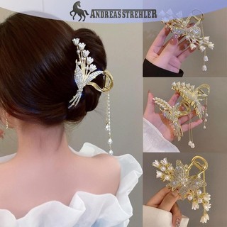 Onetimingfine Kim Cương Giả Ngọc Trai sel Vuốt Tóc Hoa Kẹp Tóc Cho Nữ Thanh Lịch Đuôi Ngựa Thời Trang Phụ Kiện Tóc VN