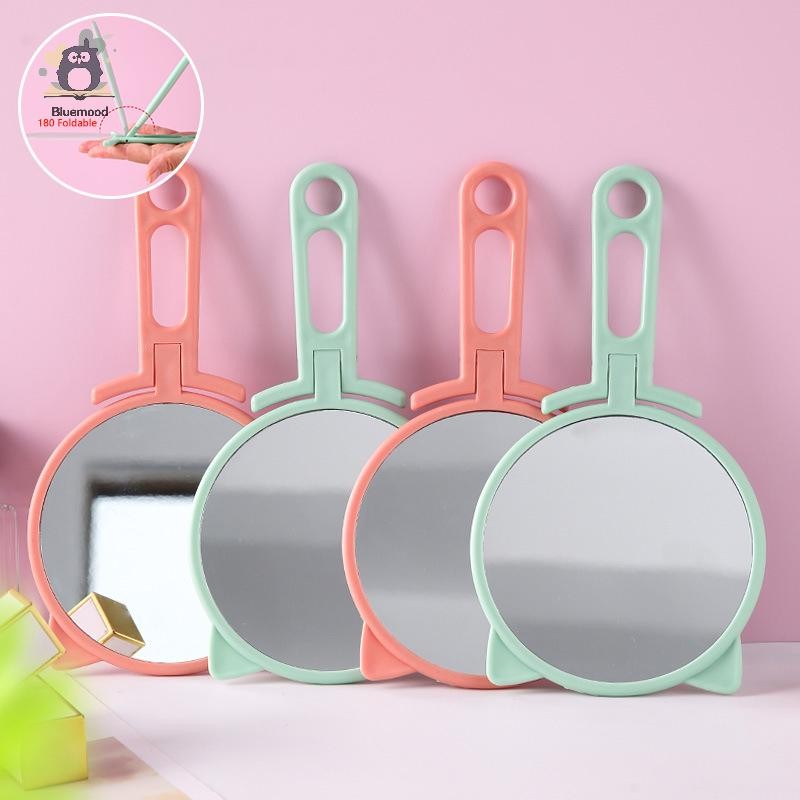 [Bluemood] 1 Chiếc Tai Đơn Giản Cầm Tay HD Gương Trang Điểm Di Động Có Thể Gập Lại Sử Dụng Kép Giá Rẻ Để Bàn Gương Tay Cầm Gương Trang Điểm Học Sinh Mới