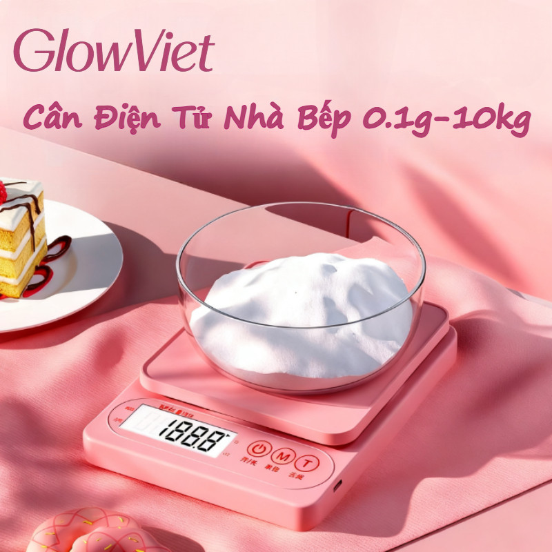 Cân Điện Tử Nhà Bếp 0.1g-10kg - Độ Chính Xác Cao, Chống Nước, Thiết Kế Nhỏ Gọn Kèm Khay Trong Suốt