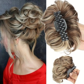 NCE Hair Bun Claw Clip - Kẹp tóc tạo hình búi tóc với phần mở rộng tóc gợn sóng, phù hợp sử dụng cho cả tóc thật và tóc giả