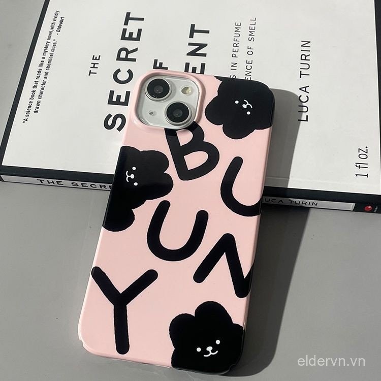Ốp Điện Thoại QYJS Thỏ Đen Dễ Thương Thích Hợp Cho IPhone 17 16 15 14 13 ProMax 11 12 PRO X XS XR XSMAX 7 8 PLUS 14 15 16 plus 17 AIR Vỏ Cứng Phim Sáng Bóng QPZZ