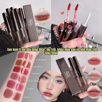 Son Kem Tint Lỳ Hai Đầu Gege Bear, lâu trôi, khóa màu son giữ và bền màu 24h