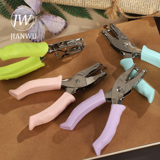 JIANWU Macaron Màu Tay Cầm Da Tay Cầm Máy Đấm Chất Liệu Cắt Lỗ Punch Sáng Tạo DIY Tạp Chí Văn Phòng Phẩm