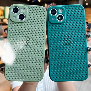 Ốp điện thoại silicon tản nhiệt thoáng khí lưới màu trơn Thích hợp cho IPhone 15 14 13 12 11 Pro Max Plus X XS Max XR 6 7 8 Plus SE2020 Vỏ chống sốc