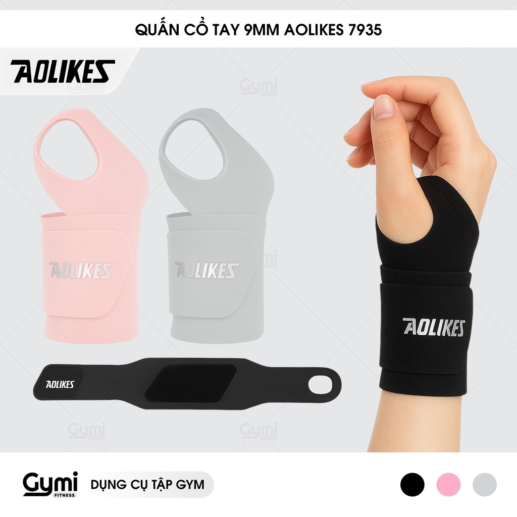 [1 Chiếc] Băng Quấn Cổ Tay Aolikes 7935 - Siêu Mỏng, Hỗ Trợ Cố Định Gym, Yoga, Bóng Rổ, Pickleball - AL7935
